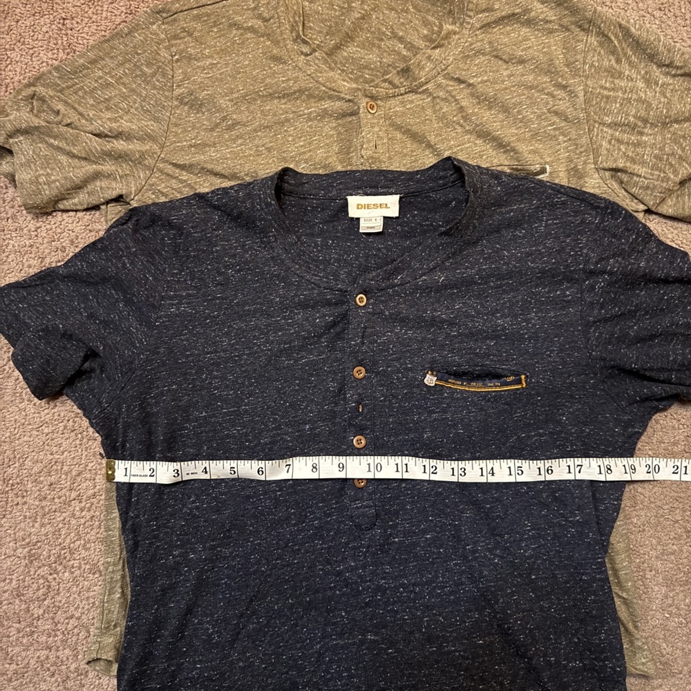 Diesel Men's black and tan Henley Shirts